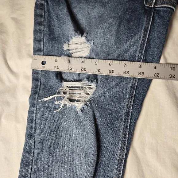 Old Navy Rockstar Super Skinny Jeans Womens 12 Blue Denim Cotton Stretch Distres - Picture 4 of 10